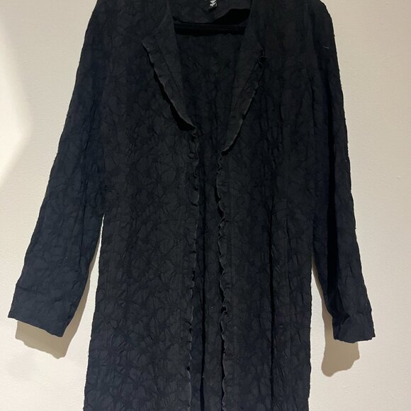 EILEEN FISHER 100% Wool Black Embossed Light Jacket - Picture 10 of 11